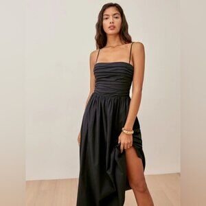 NEW Reformation Lissa Cotton Midi Dress Black Removable Strap | size 4